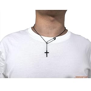 アクセサリー LAD MUSICIAN / SAFETY PIN CROSS NECKLACE LAD MUSICIAN / SAFETY PIN CROSS NECKLACE 1 / BLACK - LAD